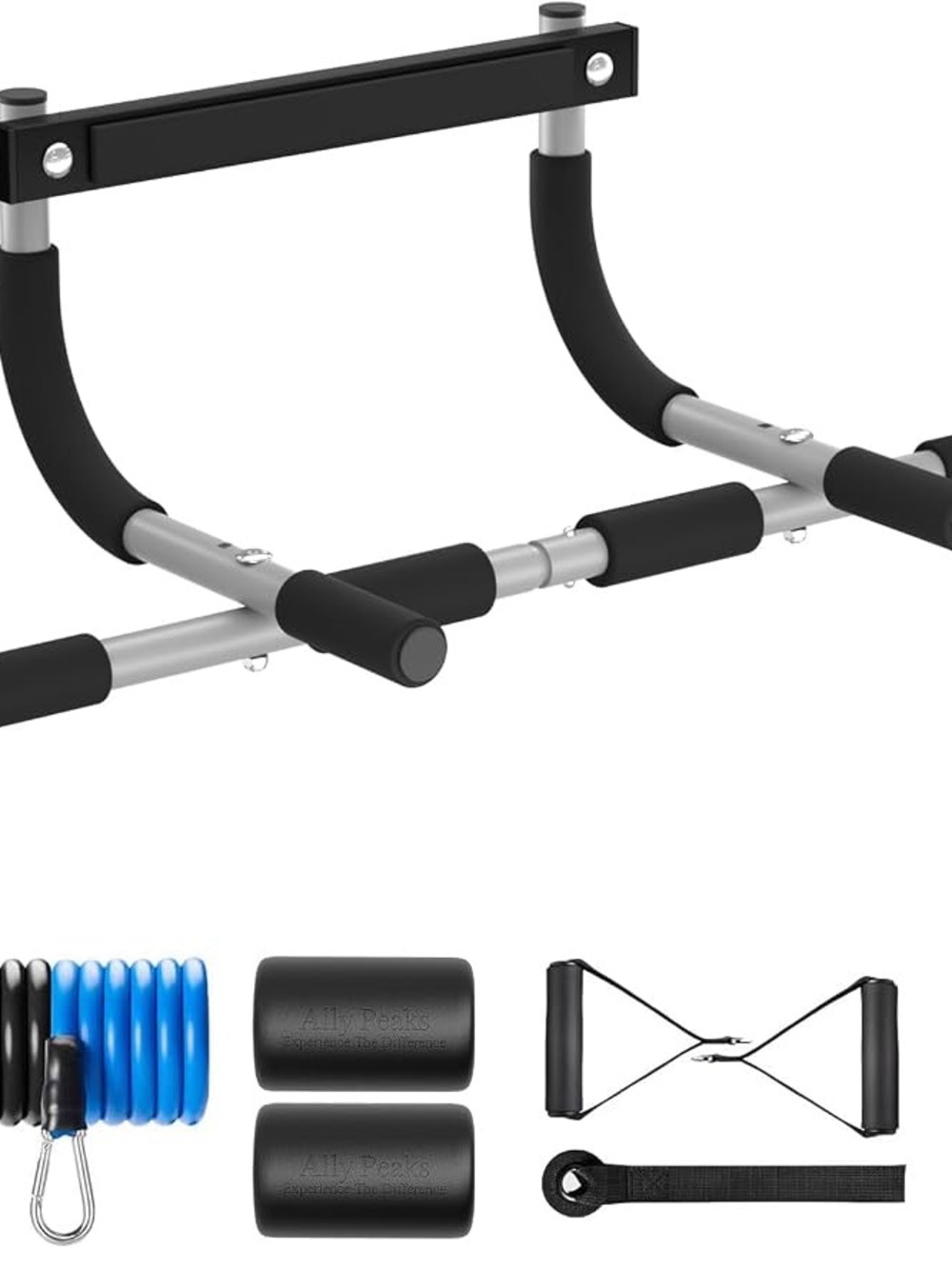 Black and Silver Multi-Grip Pull Up Bar